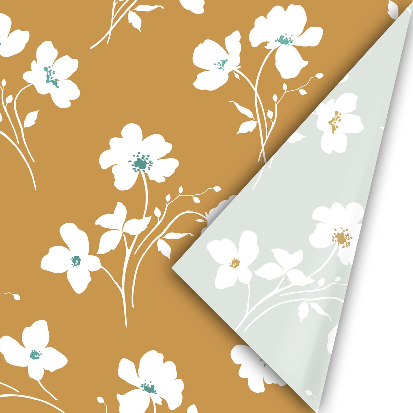 Inpakpapier 30 CM | Classic Flowers Oker | 3 M