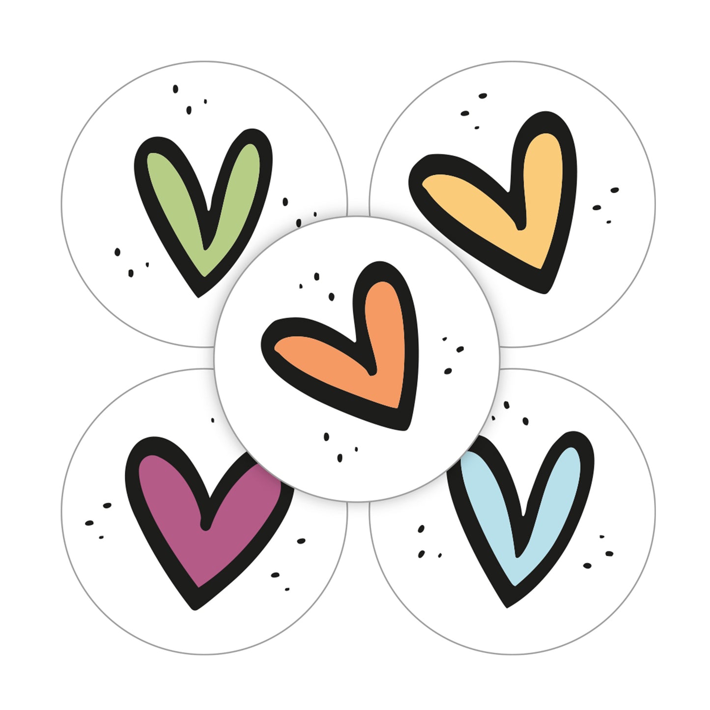 Sticker | Coloured Hearts | 5 stuks