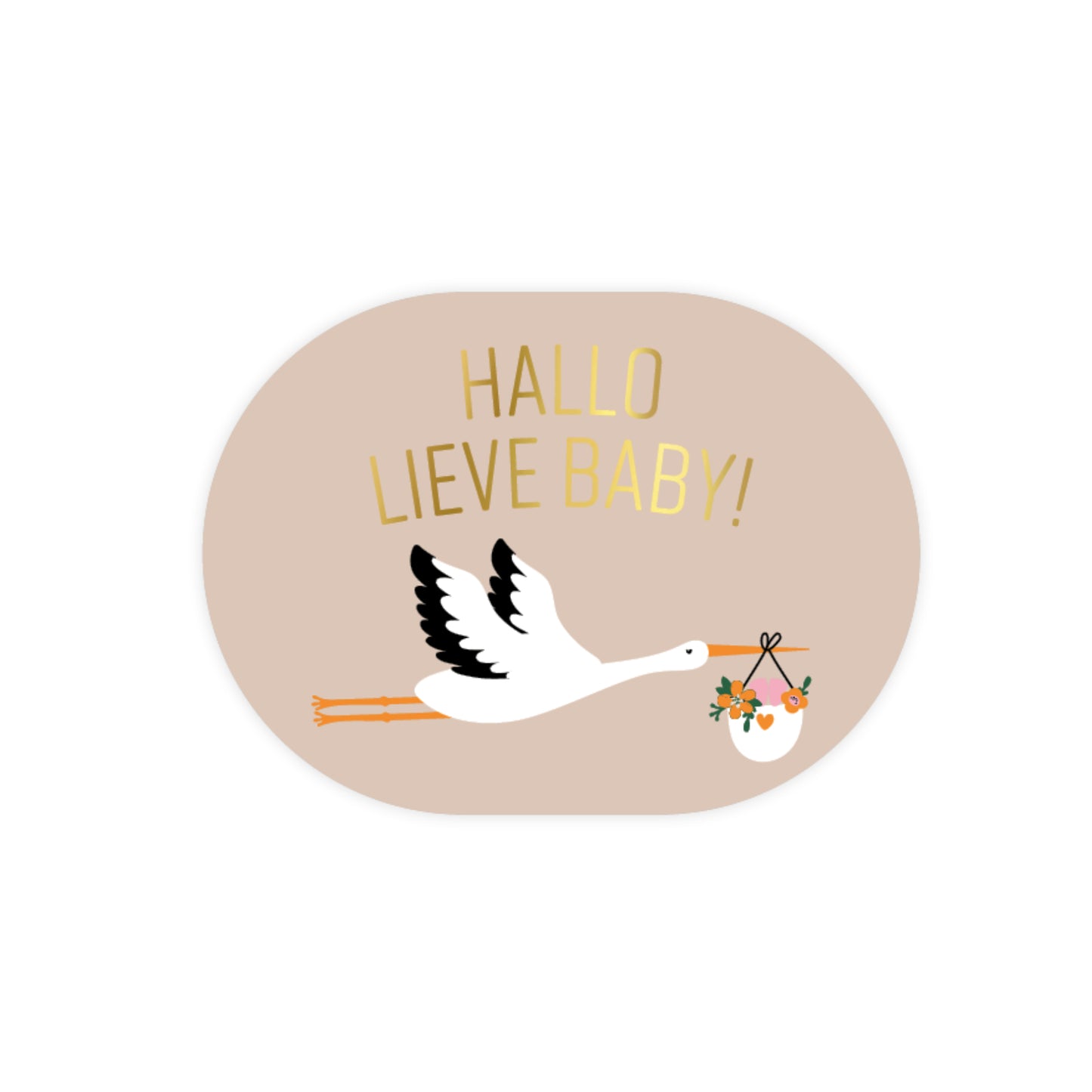 Sticker | Hallo Lieve Baby Ooievaar | 5 stuks
