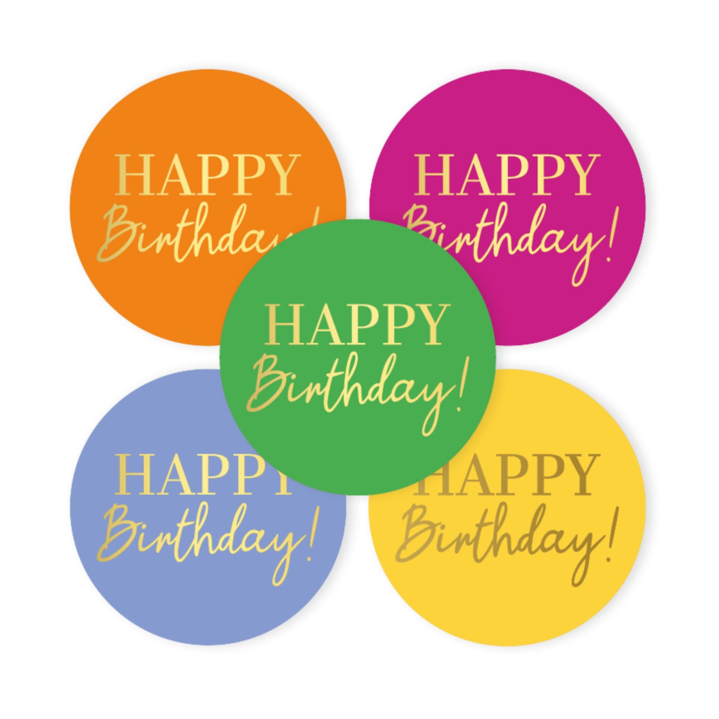Sticker | Happy Birthday Kleur | 5 stuks