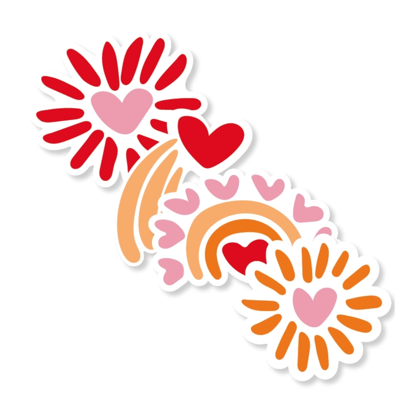 Sticker | Hartjes Regenboog | 4 stuks