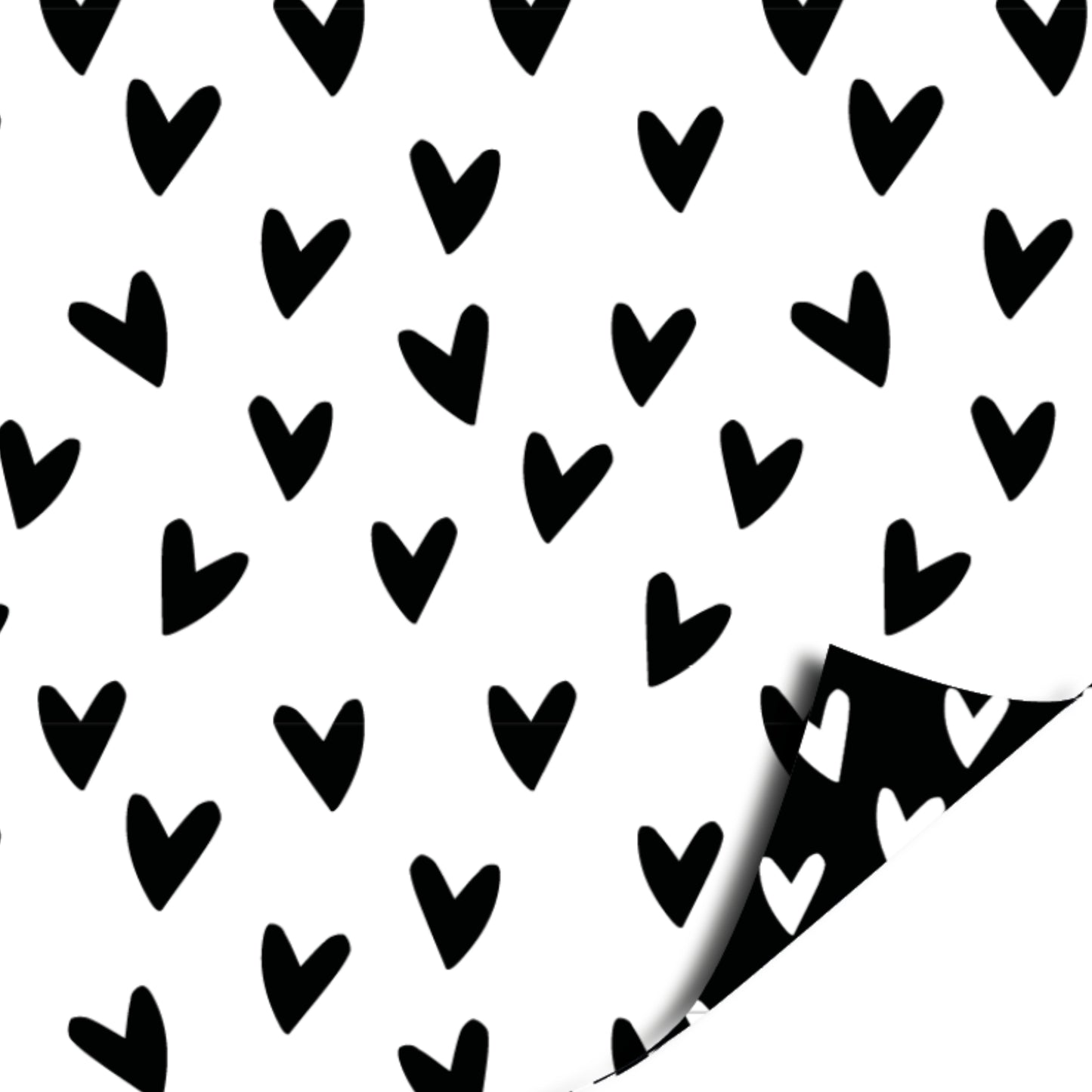 Inpakpapier 70 CM | Hartjes Zwart Wit | 2 M