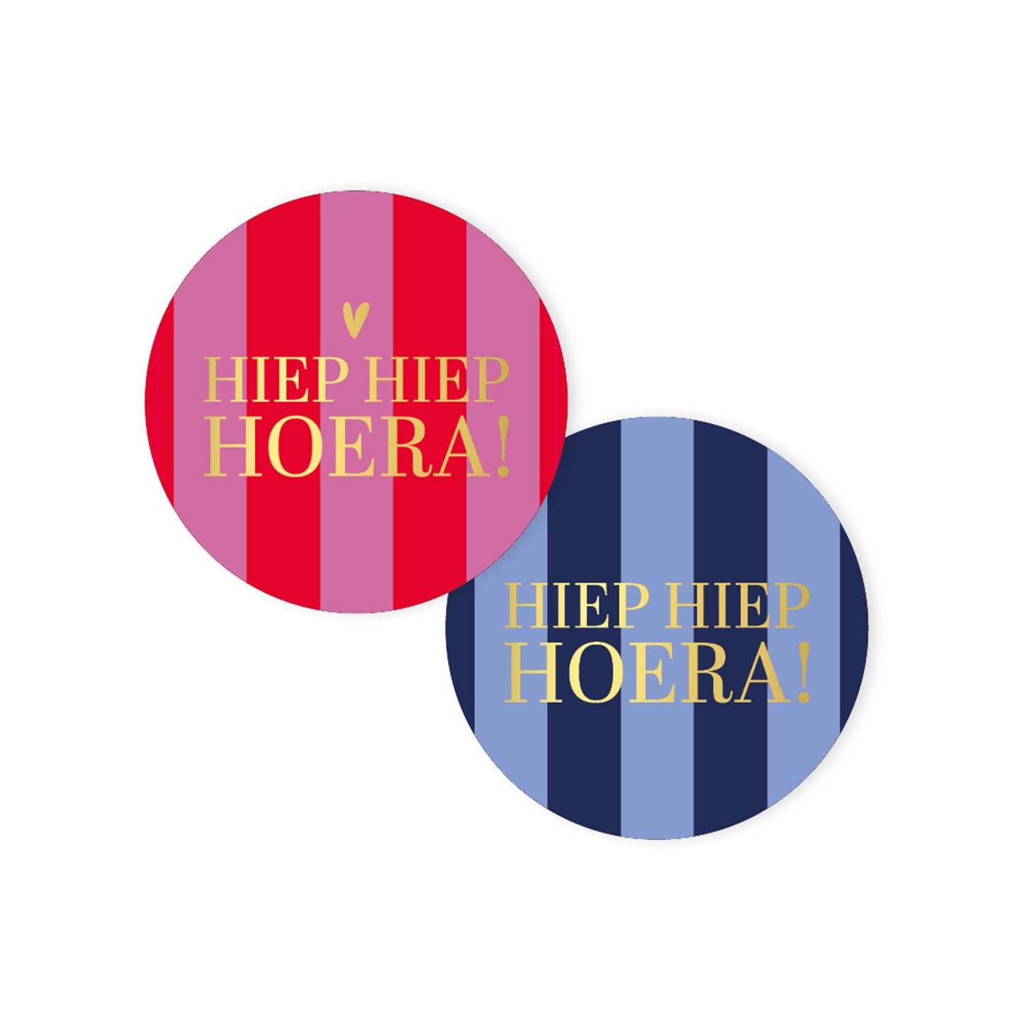 Sticker | Hiep Hiep Hoera Roze Blauw | 4 stuks
