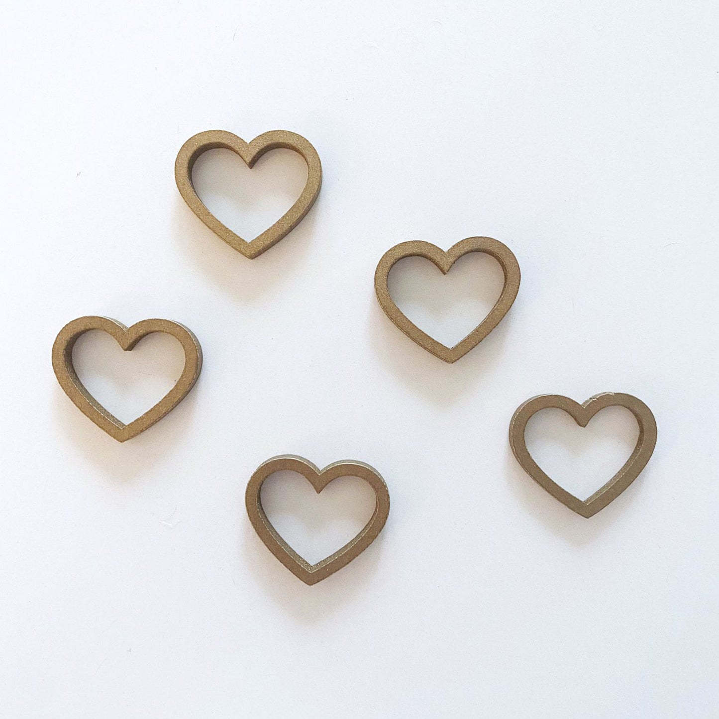 Deco Hout | Hartje Goud | 4 stuks