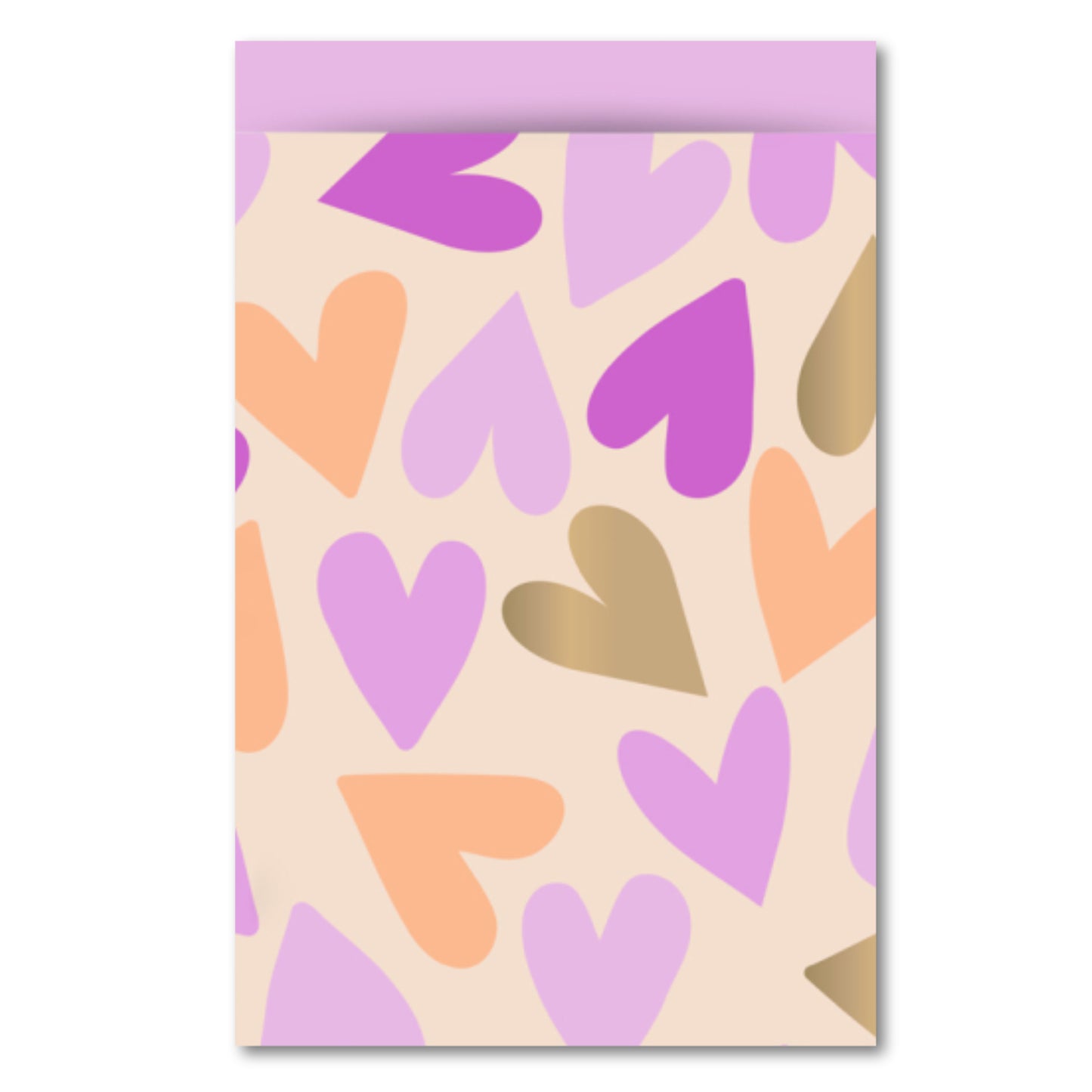 Cadeauzakje L | Big Hearts Gold - Pink | 5 Stuks