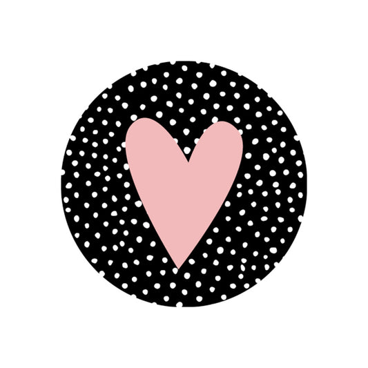 Sticker | Pink Heart On Dots | 5 stuks