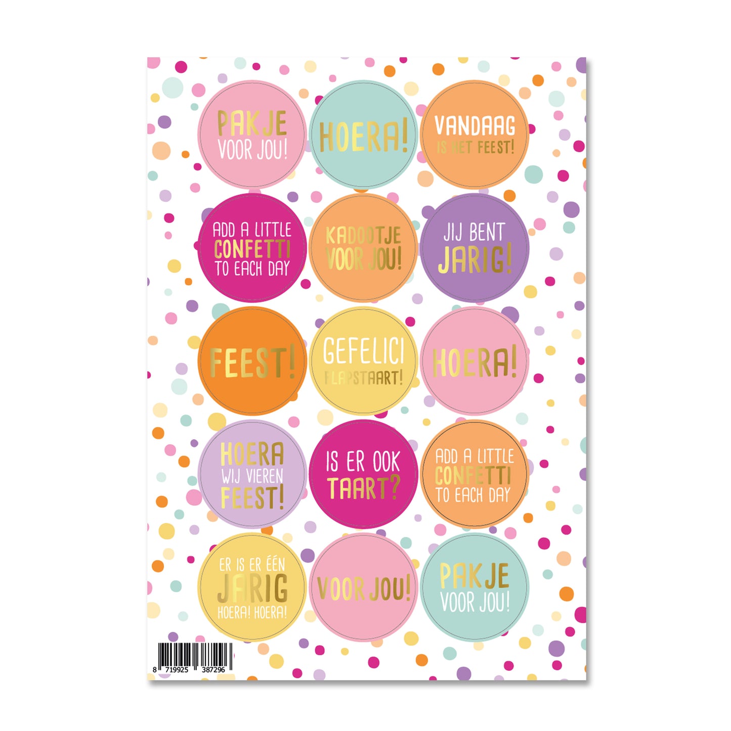 Stickervel | Confetti Feest | 1 stuk