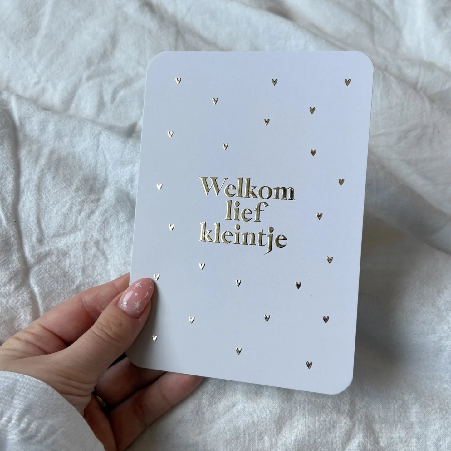 Welkom Lief Kleintje | Goudfolie | Inclusief Envelop
