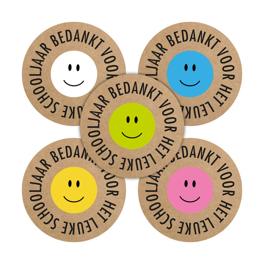 Sticker | Bedankt Voor Het Leuke Schooljaar Smiley | 5 stuks