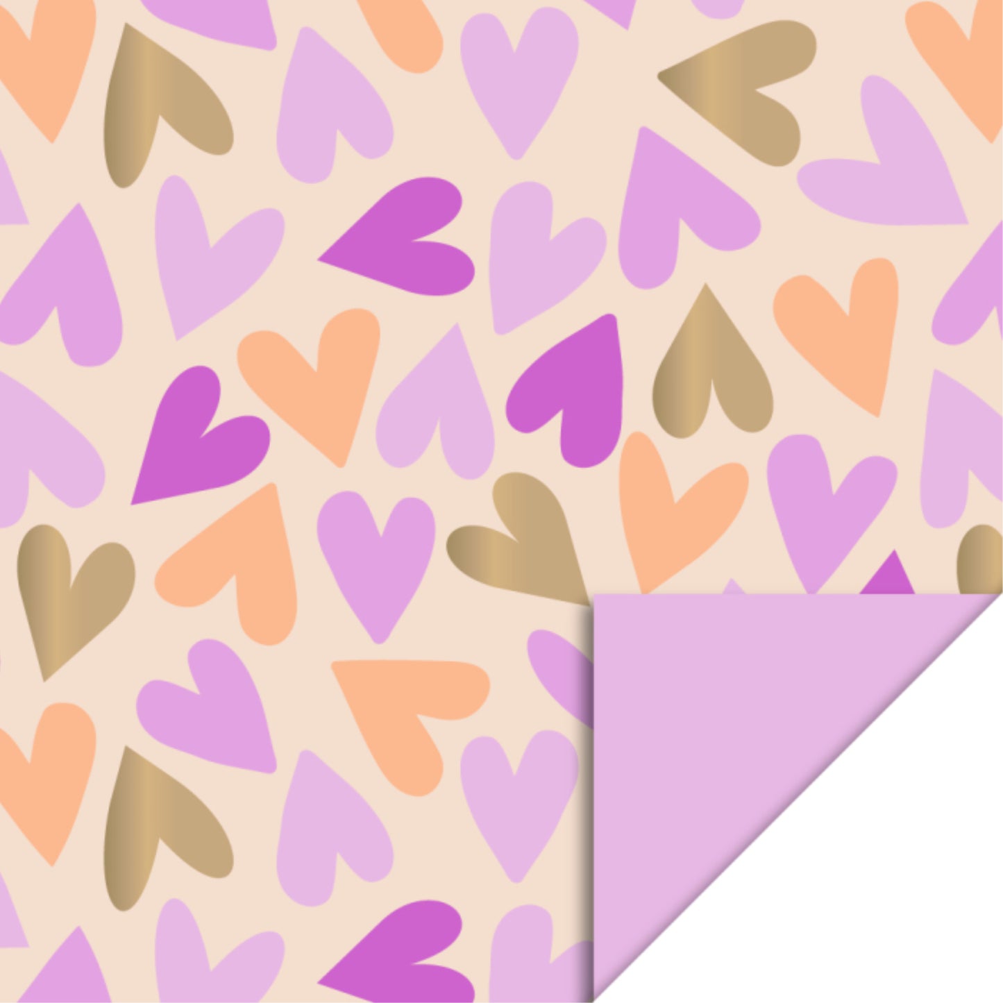 Inpakpapier 30 CM | Big Hearts Gold - Pink | 3 M
