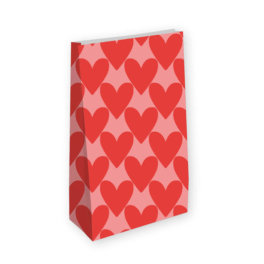 Cadeauzakje | Blokzak Hartjes XL Roze Rood | 1 Stuk