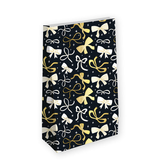 Cadeauzakje | Blokzak Strikjes Zwart Goud | 1 Stuk