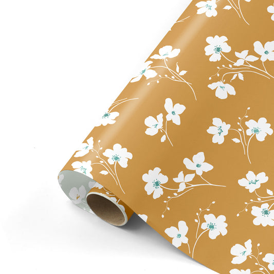 Inpakpapier 50 CM | Classic Flowers Oker | 3 M
