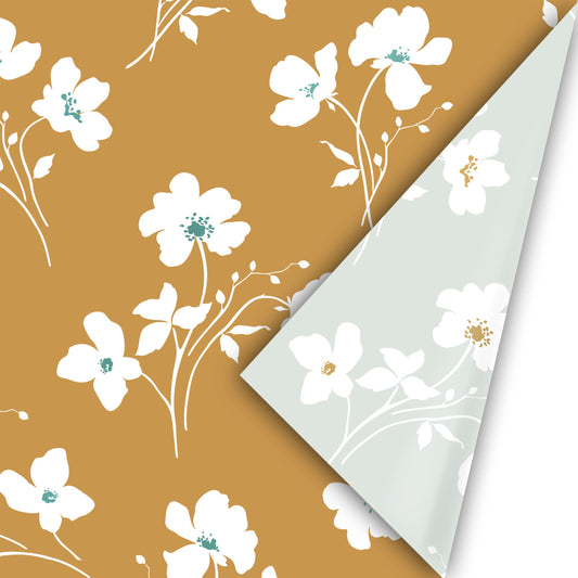 Inpakpapier 30 CM | Classic Flowers Oker | 3 M