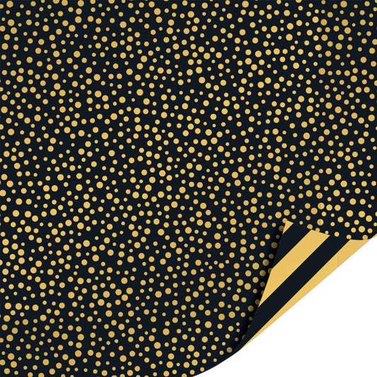 Inpakpapier 70 CM | Dots Zwart Goud | 2 M
