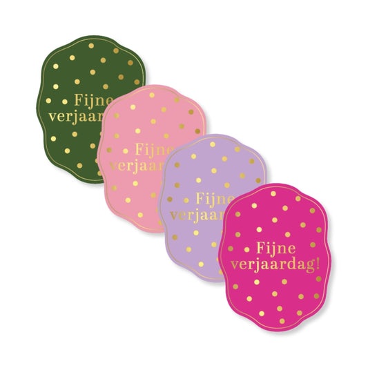 Sticker | Fijne Verjaardag Dots | 4 stuks