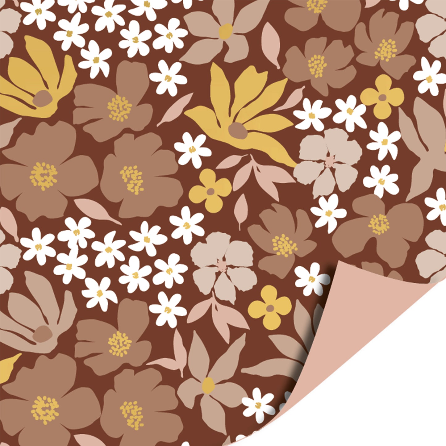 Inpakpapier 70 CM | Flowers Mokka | 2 M