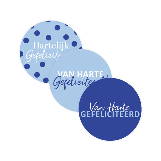 Sticker | Gefeliciteerd Blauw | 3 stuks