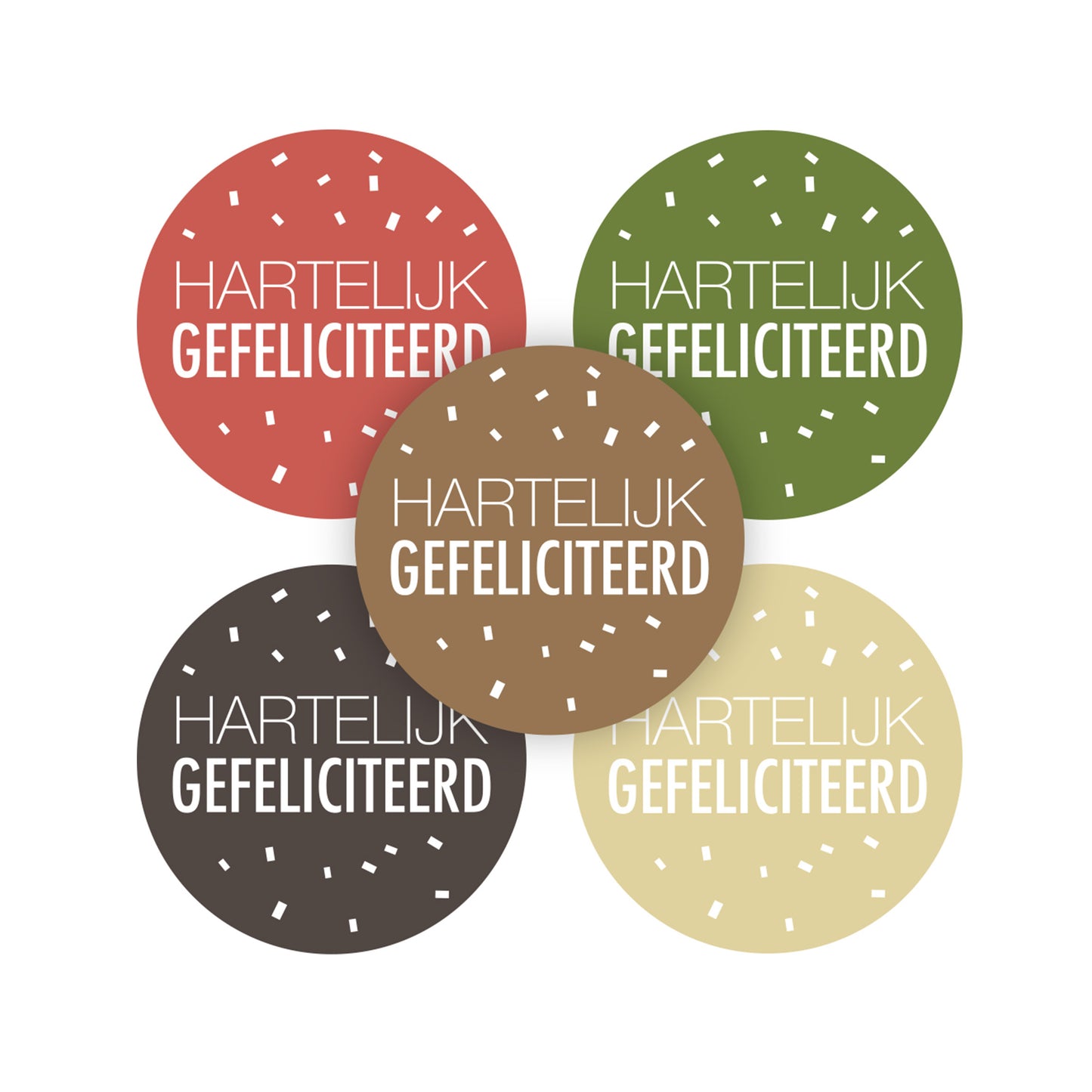 Sticker | Hartelijk Gefeliciteerd Confetti | 5 stuks