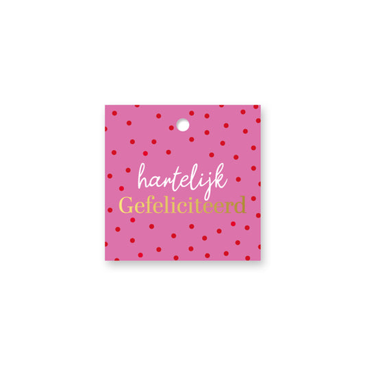 Cadeau Label | Hartelijk Gefeliciteerd Stip | 1 stuk