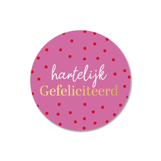 Sticker | Hartelijk Gefeliciteerd Stip | 5 stuks