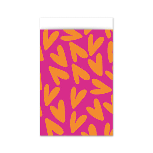 Cadeauzakje M | Hartjes Oranje Roze | 5 Stuks