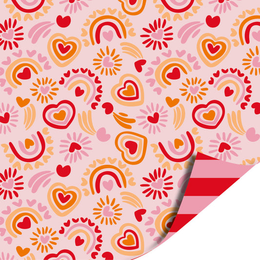 Inpakpapier 70 CM | Hartjes Regenboog | 2 M
