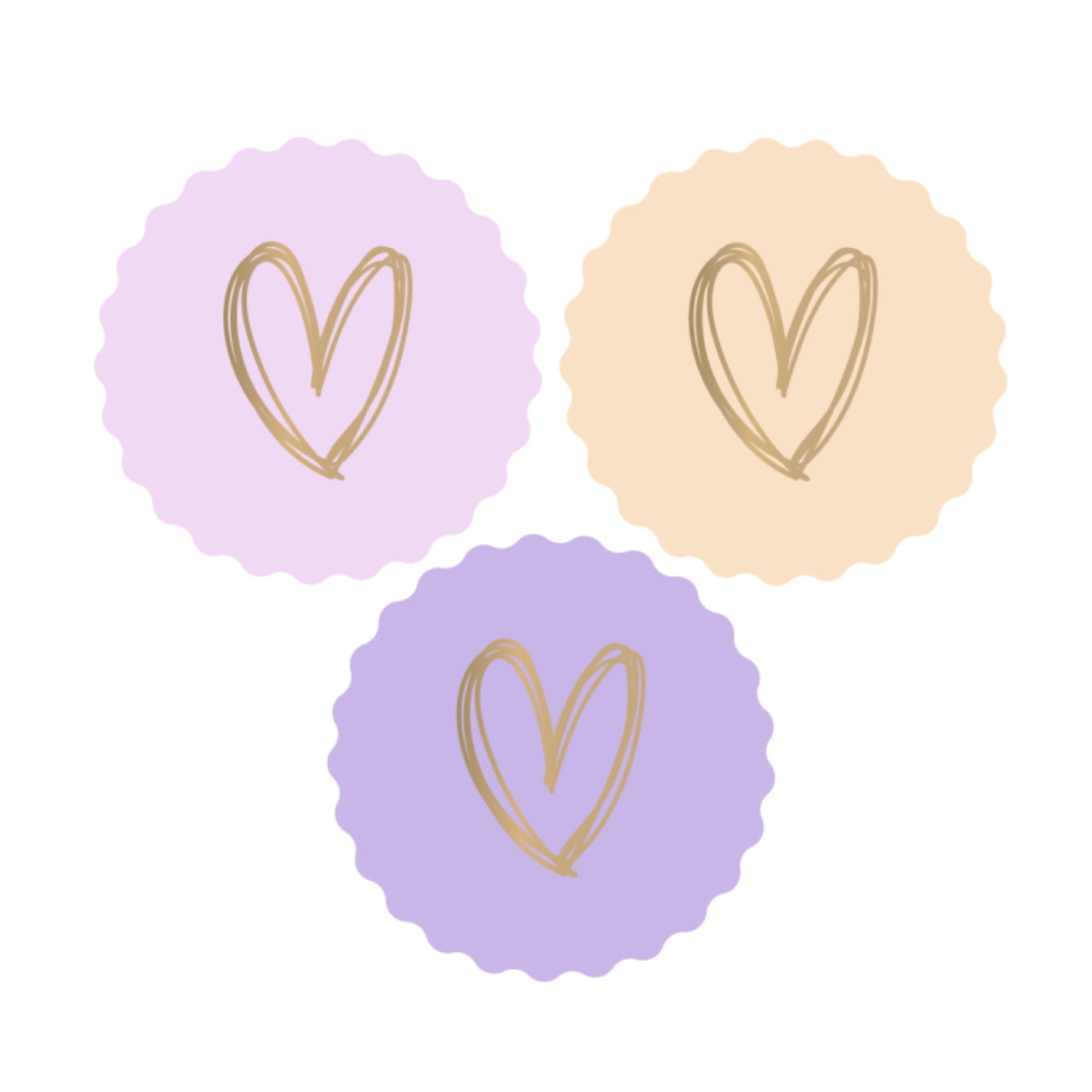 Sticker | Heart Gold Pastel | 3 stuks