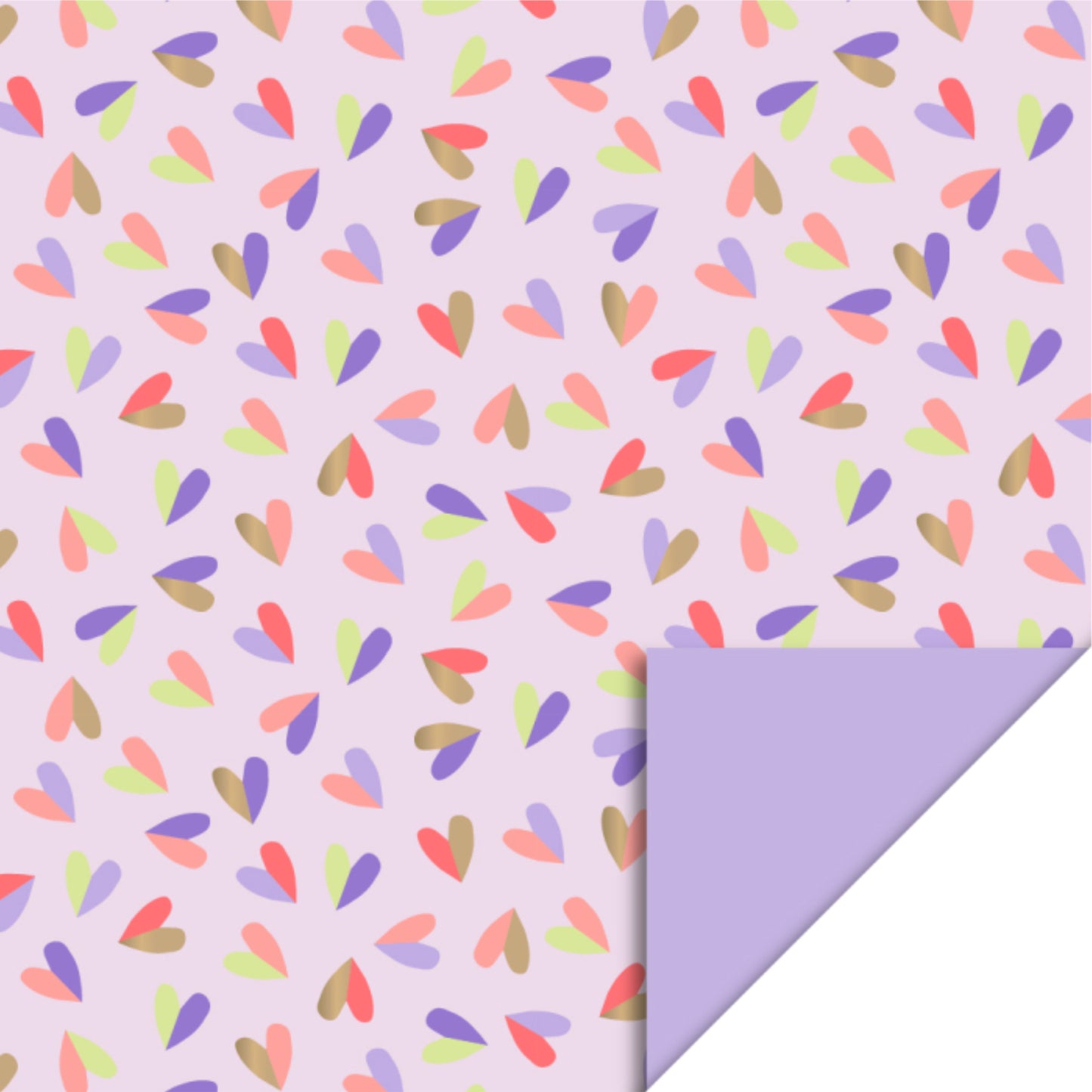 Inpakpapier 30 CM | Hearts Duo Lila | 3 M