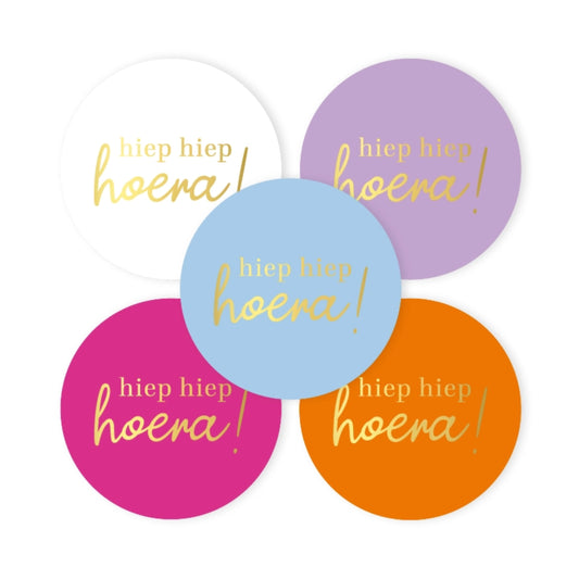 Sticker | Hiep Hiep Hoera Kleur | 5 stuks