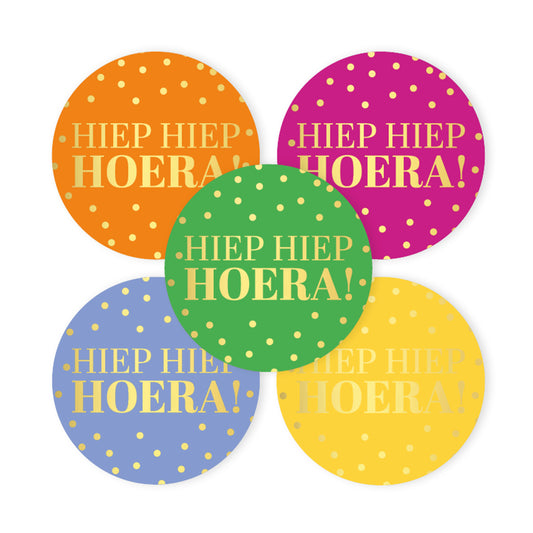 Sticker | Hiep Hiep Hoera Stippen | 5 stuks