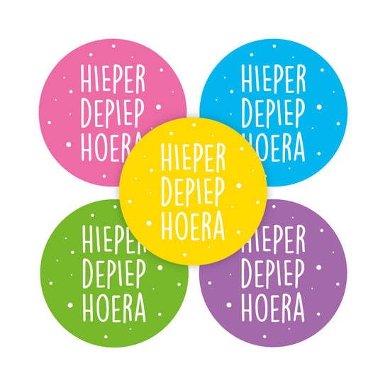 Sticker | Hieper Depiep Hoera Kleur | 5 stuks
