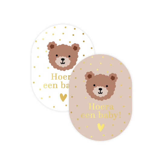 Sticker | Hoera Een Baby - Little Bear | 4 stuks