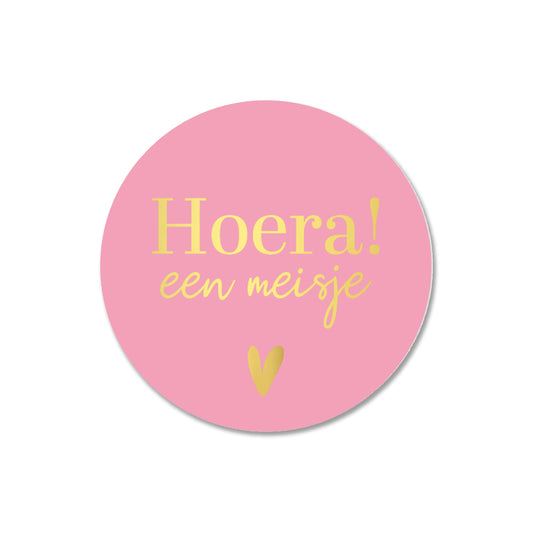 Sticker | Hoera Een Meisje | 5 stuks
