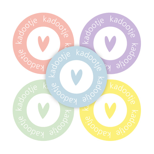 Sticker | Kadootje Hartje | 5 stuks