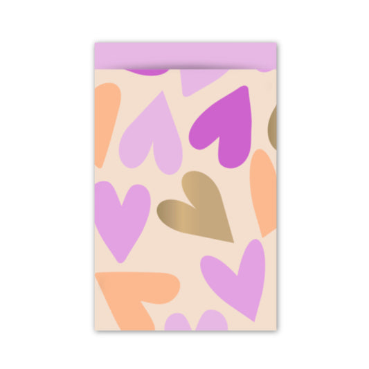 Cadeauzakje M | Big Hearts Gold - Pink | 5 Stuks
