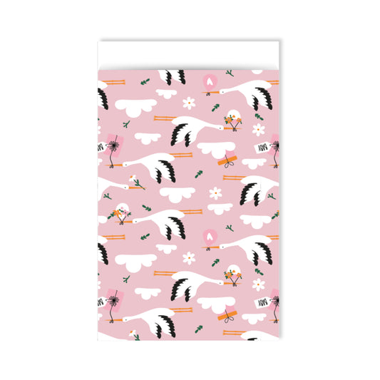 Cadeauzakje M | Ooievaar Roze | 5 Stuks