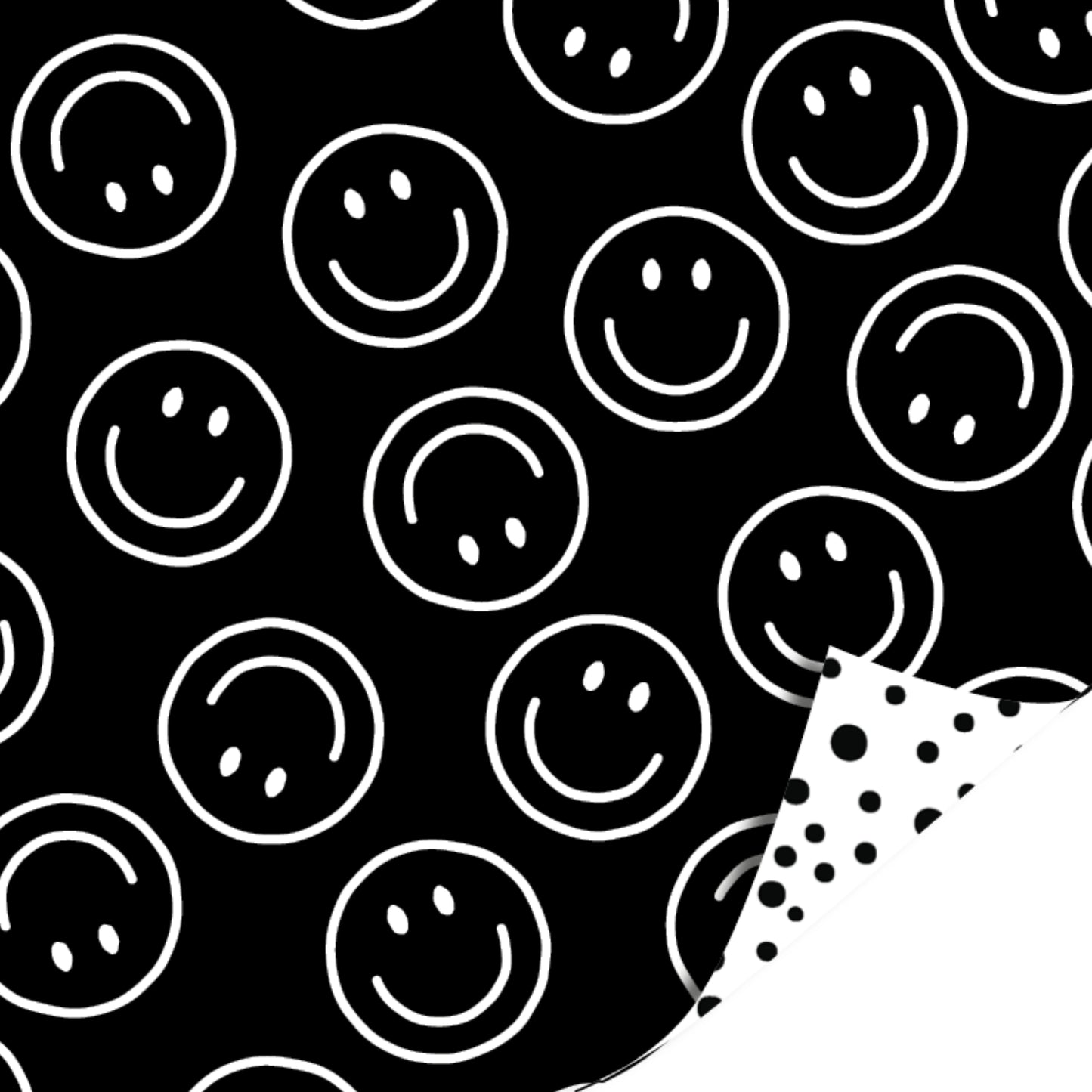 Inpakpapier 70 CM | Smiley Zwart Wit | 2 M