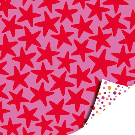 Inpakpapier 70 CM | Stars Roze Rood | 2 M