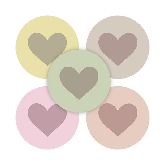 Sticker | Naturel Hearts | 5 stuks