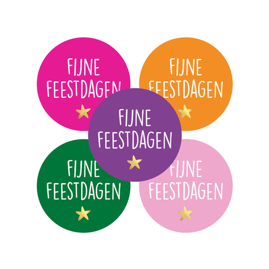 Sticker | Fijne Feestdagen Funky | 5 stuks