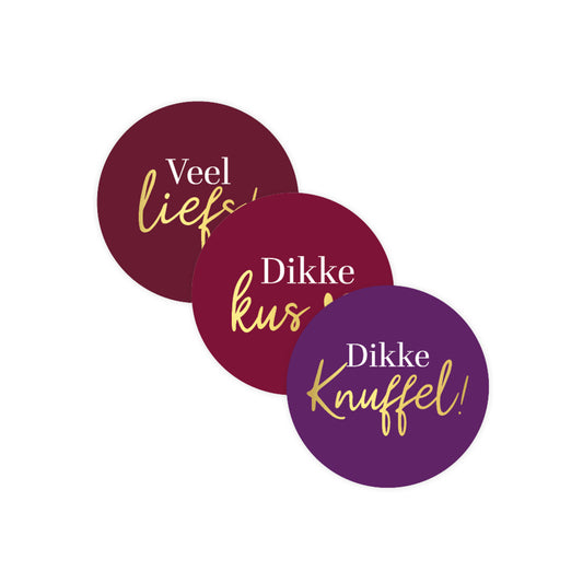 Sticker | Veel Liefs - Dikke Kus | 3 stuks
