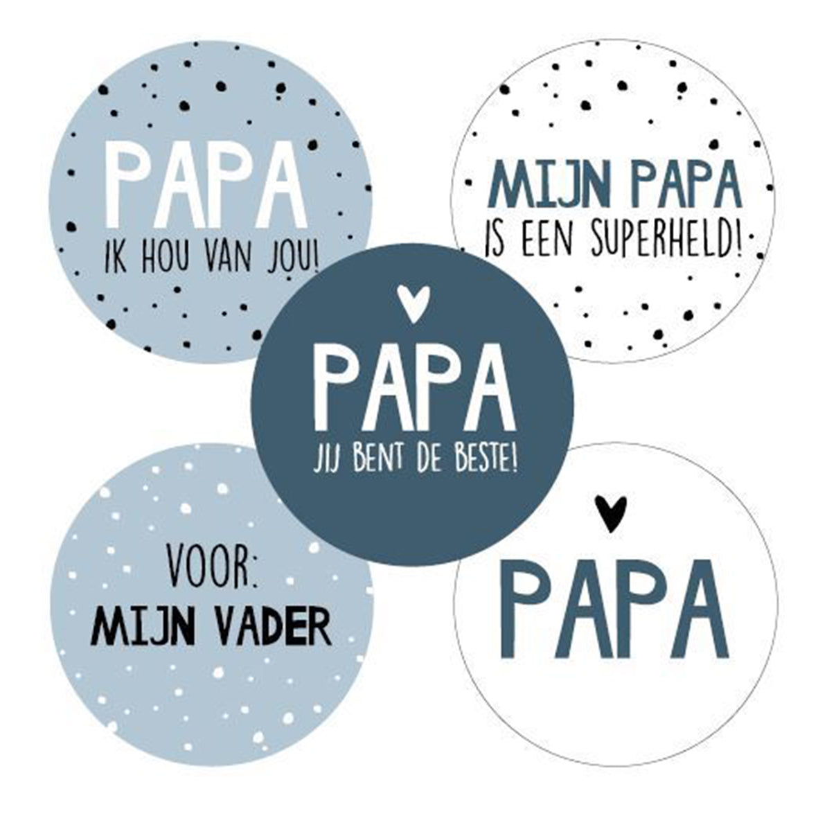Sticker | Papa Blauw | 5 stuks
